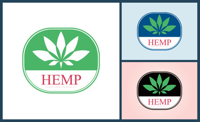 Cannabis marijuana cbd hemp leaf  colour logo set design template