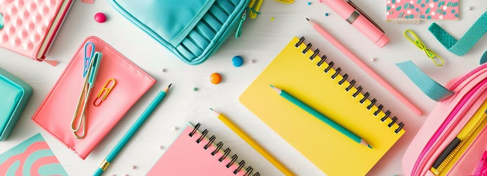 Colorful Backpack and Notebook with Monthly Planner Generative AI