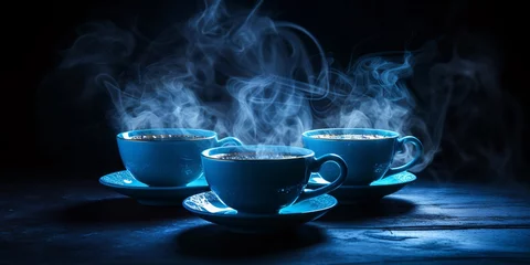 Keuken spatwand met foto a group of tea cups with steam coming out of them © TONSTOCK