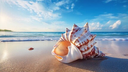 a seashell on a beach