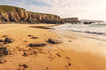 Sandy beach in a south-west County Donegal, Ireland. Beautiful nature marine landscape - obrazy, fototapety, plakaty