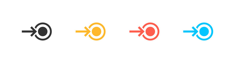 Arrow point set flat icon. Arrow next with circle and round. Vector