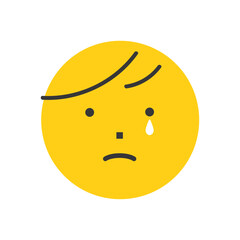 涙を流している泣き顔のアイコン･絵文字 - シシンプルでかわいい顔文字のデザイン素材