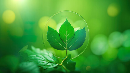 Green Leaf Icon With Co-Reducing Emblem