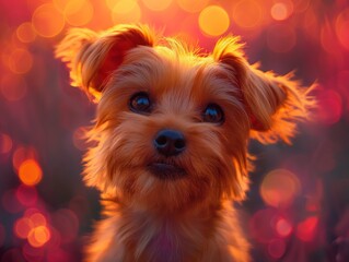 Fototapeta premium yorkie on a bright colored background