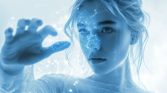 Visualization data technology theme, great design abstract digital technology background. Dynamic background. Graphic pattern. 3d trendy generative AI