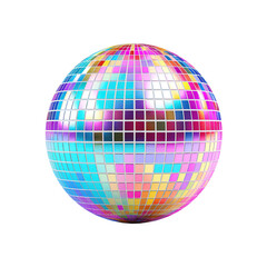 Colorful Disco Ball Shining on White Background