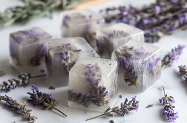 Lavender flower ice cubes