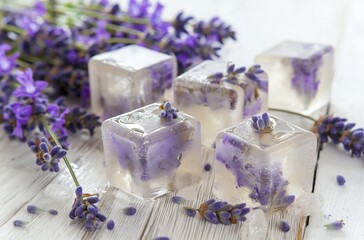 Artisanal lavender ice cubes