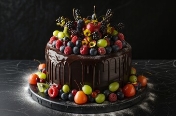 Chocolate fruit cake decoration