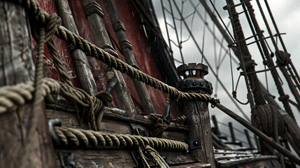 Sail ropes and ladders of a pirate ship