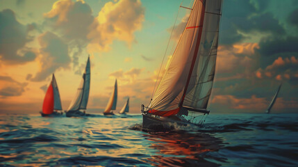 Sailing boat race - obrazy, fototapety, plakaty