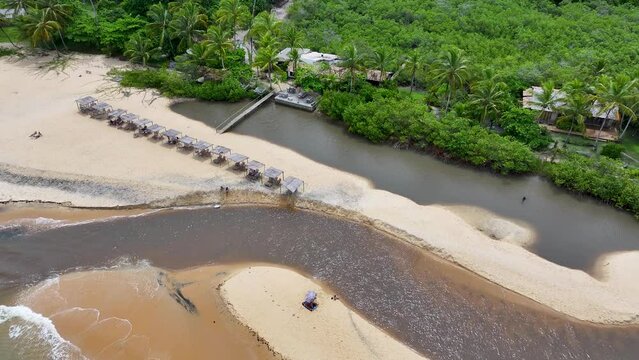Espelho Beach In Trancoso Bahia Brazil. Beach Landscape. Brazilian Northeast. Bahia Brazil. Seascape Outdoor. Espelho Beach In Trancoso Bahia Brazil. Peaceful Scenery Of Tourism.