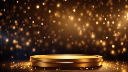 Obraz premium Golden Award Podium On A Dark Stage