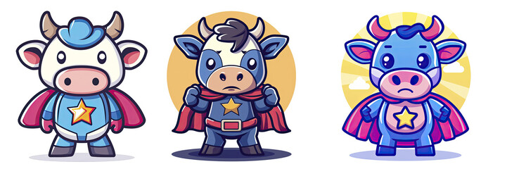 Obraz premium Cow Super Hero Cartoon , Isolated Transparent Background Images