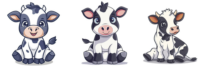 Fototapeta premium Cow Sitting Cartoon , Isolated Transparent Background Images