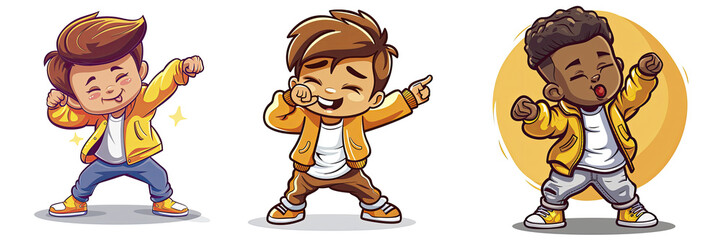 Obraz premium Cool Boy Dabbing Pose Cartoon , Isolated Transparent Background Images