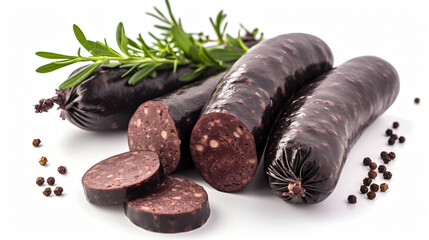 Food Concept: Raw Blood Pudding Black Sausage