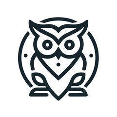 Flat outline owl logo