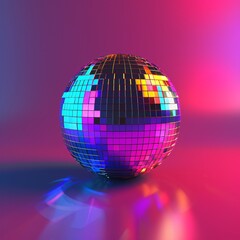 a disco ball on a pink and purple background