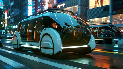 Cercles muraux TAXI de new york Self driving taxis navigate transportation