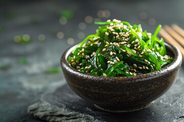 a bowl of seaweed salad