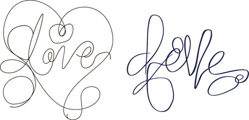 Continuous line drawing word Love for wedding