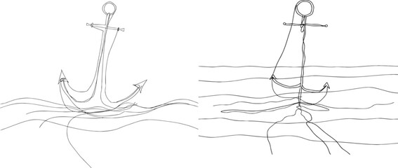 Anchor continuous line drawing