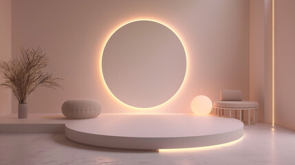 Subdued light arrangements providing a serene atmosphere for minimalist product presentations. 