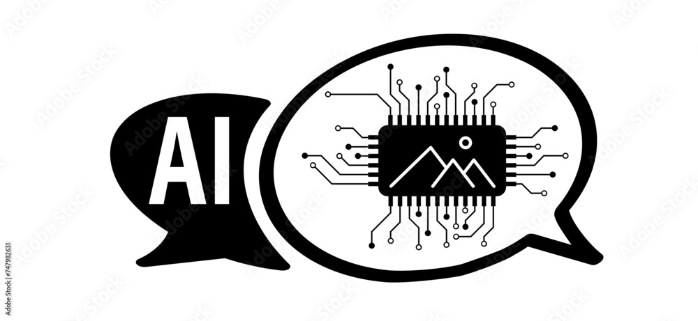 Poster ai text or image generator. artificial intelligence ai pictogram. technology related to artificial i
