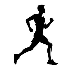 Vector silhouette of a man running. Vector icon of a jogging man isolated on white background.	
