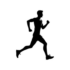 Fototapeta na wymiar Vector silhouette of a man running. Vector icon of a jogging man isolated on white background. 