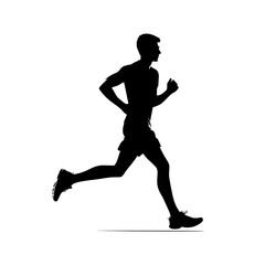 Vector silhouette of a man running. Vector icon of a jogging man isolated on white background.	
