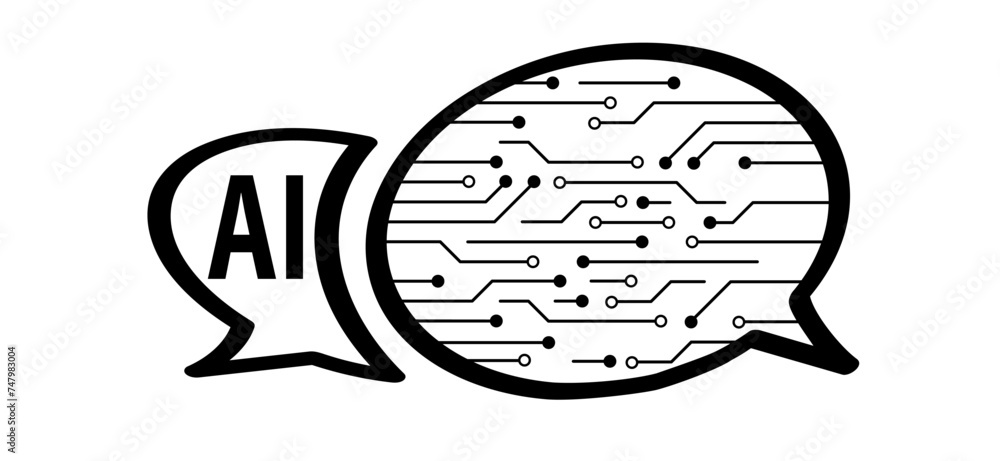 Aufkleber ai text or image generator. artificial intelligence ai pictogram. technology related to artificial i