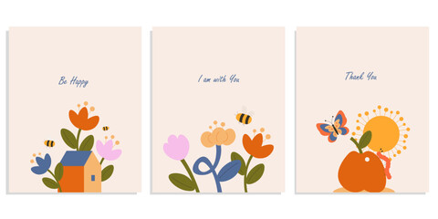 Set of spring cards, posters, banners
