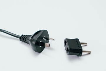 Use plug adapter, travel adapters. Different type power socket. Incompatibility, concept