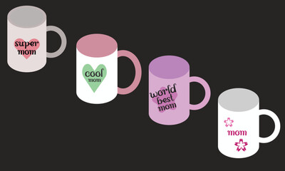 Mug fill icon, mothers day mug collection vector illustration.