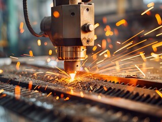 A modern CNC machine cuts metal