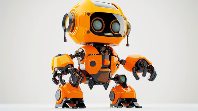 Small cute orange robot, ai generated
