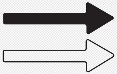 Long horizontal arrow. Black straight arrow to the right. Vector icon.