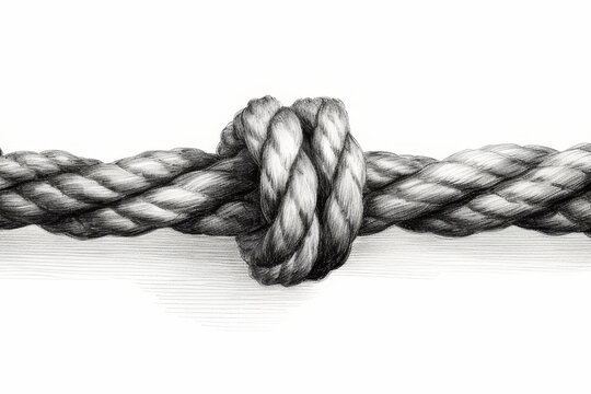 Vintage engraving illustration of sea knot tied rope in retro style on white background.