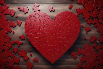 Puzzle pieces forming a heart shape
