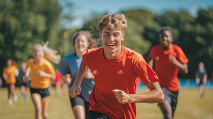 Fototapeta premium Community sports events promoting mental and physical health.