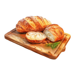 Rustic bread watercolor illustration