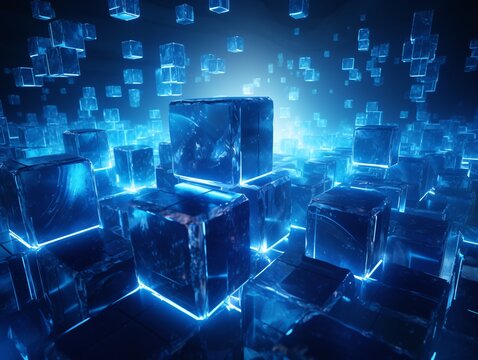 a group of blue cubes