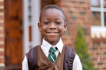 Smiling Boy in Vest and Tie, Celebrating Back to School Month Generative AI