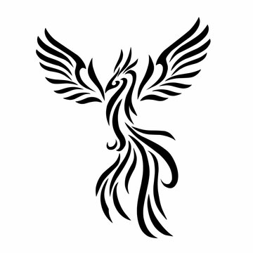 graphic vector illustration of tribal art design abstract black Phoenix bird