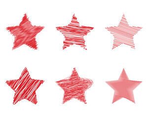 Set of red stars. Abstract red star shapes, star icon
