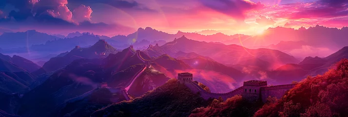 Fotobehang dynamic background for World Heritage Day, featuring iconic landmarks , the Great Wall of China. © Maximusdn
