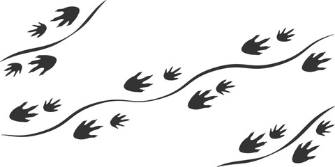 Naklejka premium Footprints of Crocodile, Traces of a Reptilia on white background. Crocodile or alligator silhouette animal tracks. Paw Print. Vector illustration. EPS10.